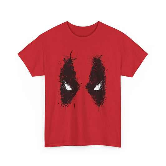 Deadpool Eyes Graphic Tee - A luxurious unisex red t-shirt showcasing bold Deadpool eye graphics, perfect for men and women seeking a stylish statement.