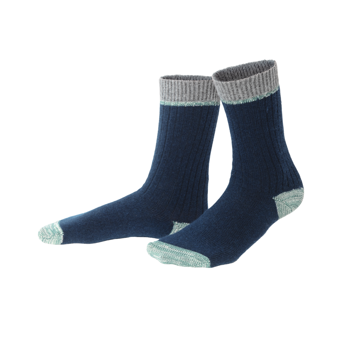 Close-up view of luxurious organic wool and cotton socks featuring adaptable rib knit, perfect for maintaining warmth during winter.