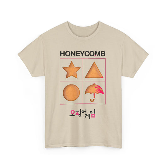 Squid Game Unisex Men’s Women’s Graphic Cotton Funny T-Shirt Tee featuring honeycomb shapes, ideal for street and urban fashion enthusiasts.