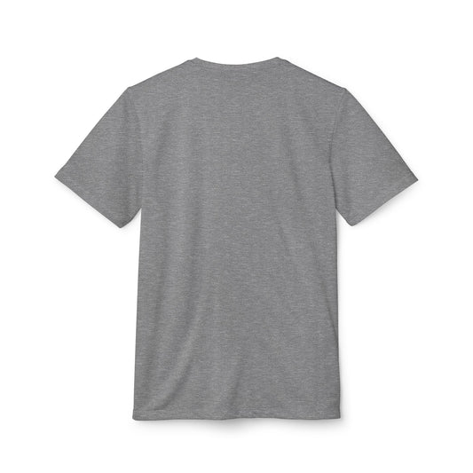The back view of the Adidas Women's Eco-Friendly Paddleboarders T-Shirt in Dark Grey, showcasing the plain design for a minimalist aesthetic.