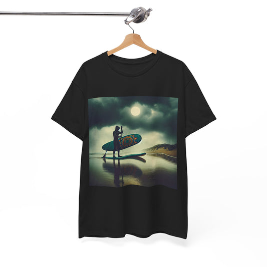 Stylish Delightfull Paddle Board T-Shirt in serene beach surroundings, crafted for comfort and adventure, from Dazzling Dreams Studio.