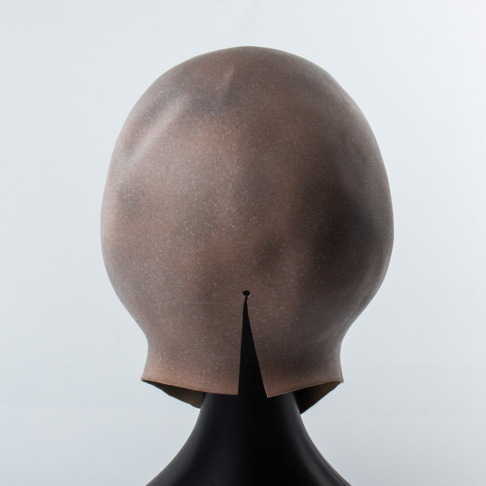 Back view of the luxurious Realistic Grey Alien Mask latex headgear, revealing its seamless design, ideal for Halloween events and costume parties, offered in all sizes.