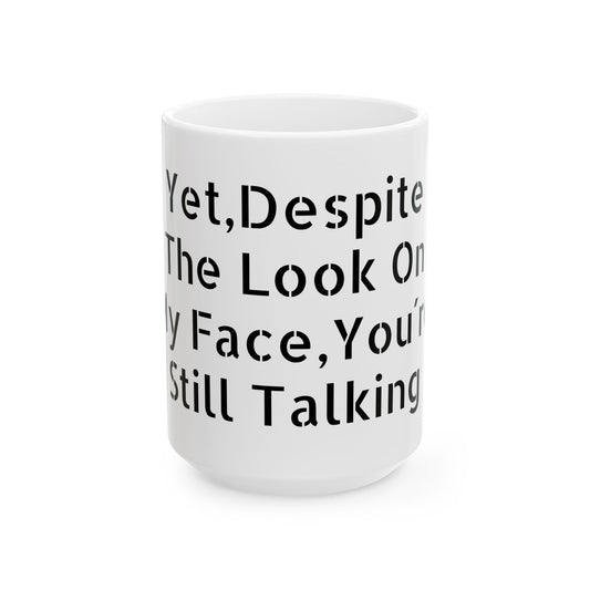 Inappropriate Slogan Ceramic Mug - a glossy ceramic mug featuring a humorous F-word slogan, ideal for birthdays or Secret Santa gifts for adults.