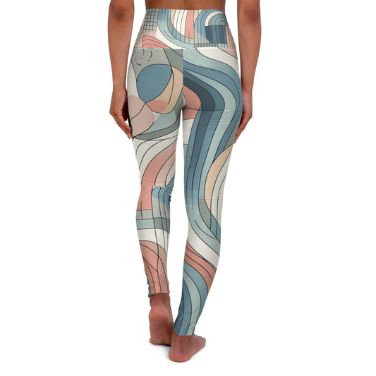 Stylish and comfortable leggings by Dazzling Dreams Studio, perfect for both workouts and casual outings, featuring tranquil hues and modern geometric designs.