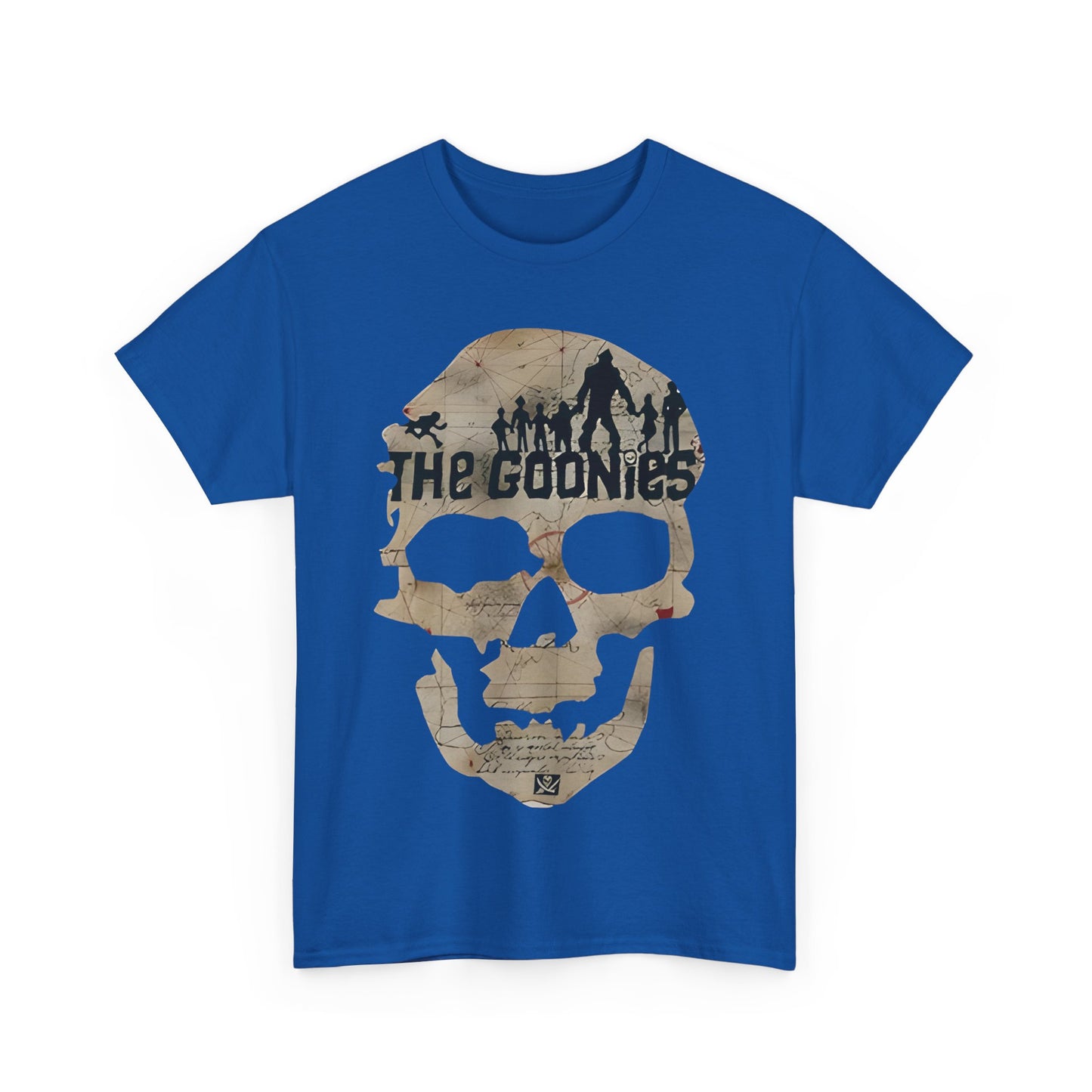 Refined The Goonies Graphic T-Shirt highlighting an artistic skull graphic combined with a map, perfect for urban fashion aficionados.
