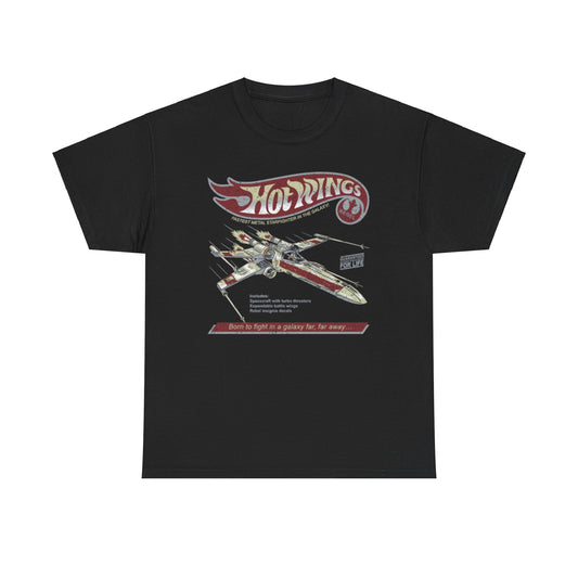 X wing Star Wars Unisex Mens Graphic Cotton Funny T Shirt Tee Vintage Hot Wings displayed flat, highlighting the exquisite graphic design with the iconic starfighter, perfect for fans of galactic adventures.