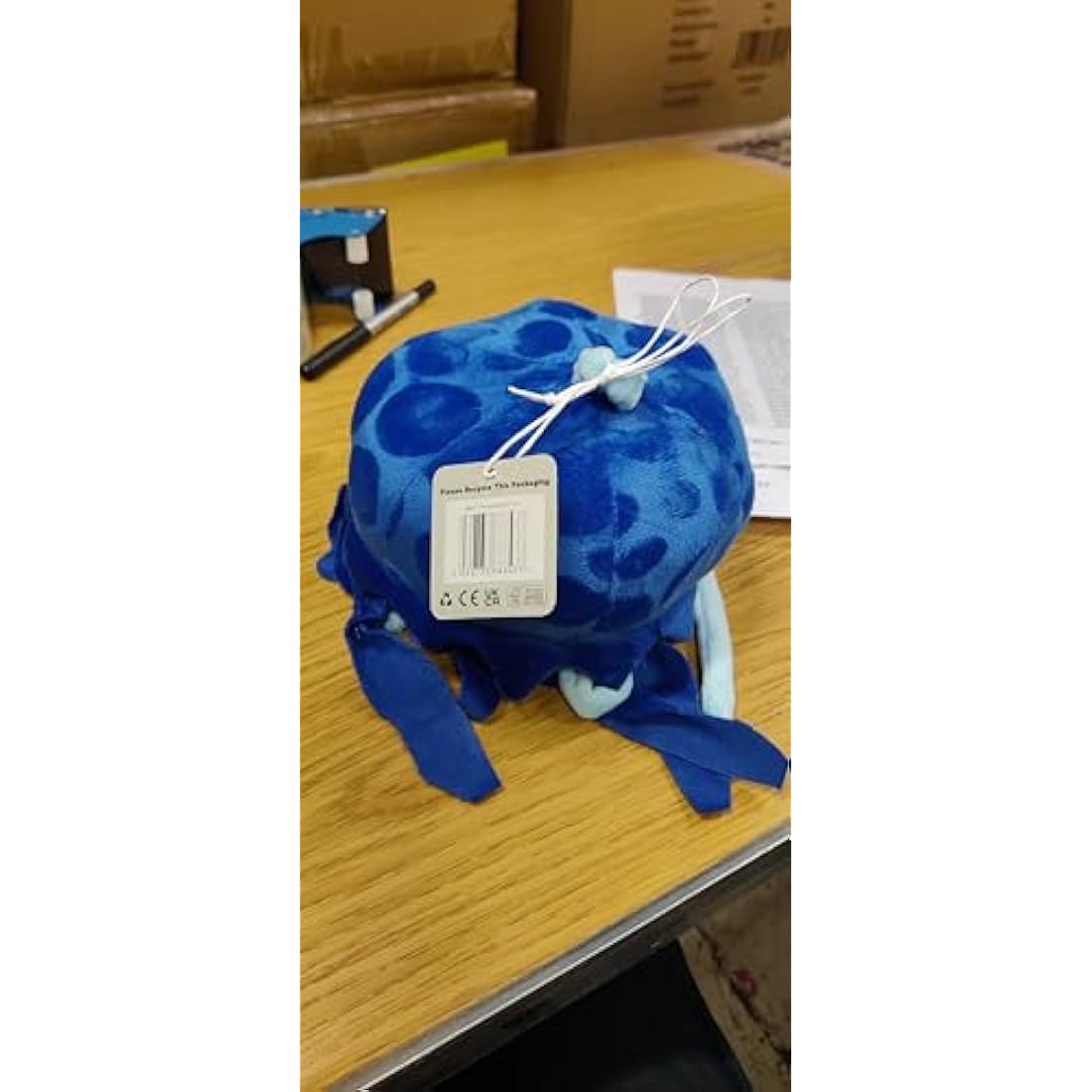 Zappi Co 100% Recycled Plush Jellyfish Blue Toy (33cm Height) Stuffed Soft Cuddly Eco Friendly animals Collection For New Born Child First kid