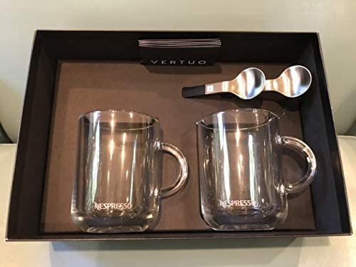 Nespresso Vertuo Coffee Mug Set (2 x 390 ml) incl. 2 Spoons Glass Cups