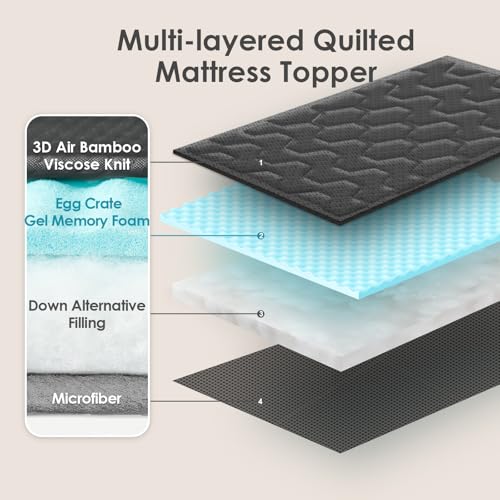 EHEYCIGA Memory Foam Mattress Topper Single Bed, Gel Mattress Pad with Extra Deep Pocket, Breathable Mattress Cover, 90x190x3cm, Dark Grey
