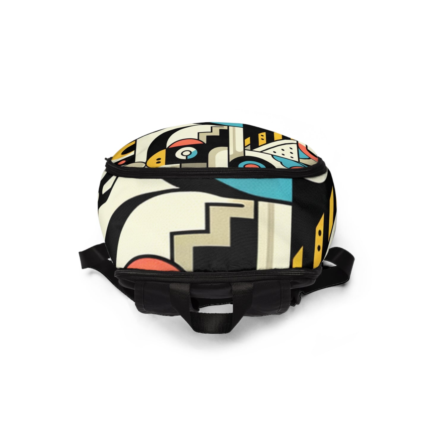 Trendy Abstract Cartoon Motif Backpack by Dazzling Dreams Studio featuring vibrant pop art design, whimsical cartoon motifs and durable materials, perfect for stylish urban explorers.