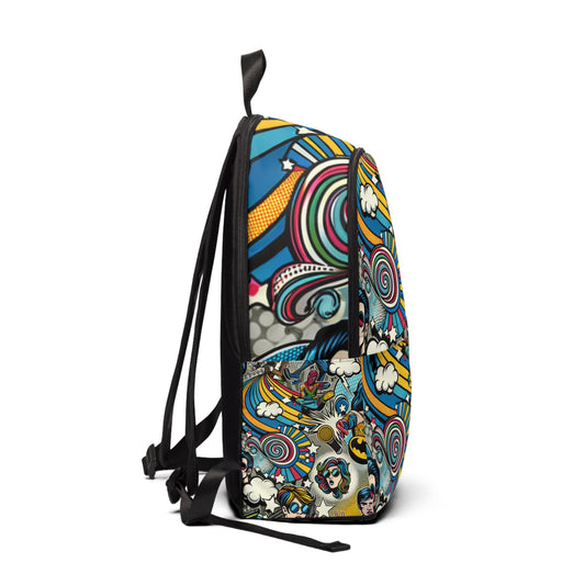 Close-up of the durable materials and intricate details on the Stylish Abstract Visions Cartoon Backpack from Dazzling Dreams Studio, showcasing its luxury and sophistication.