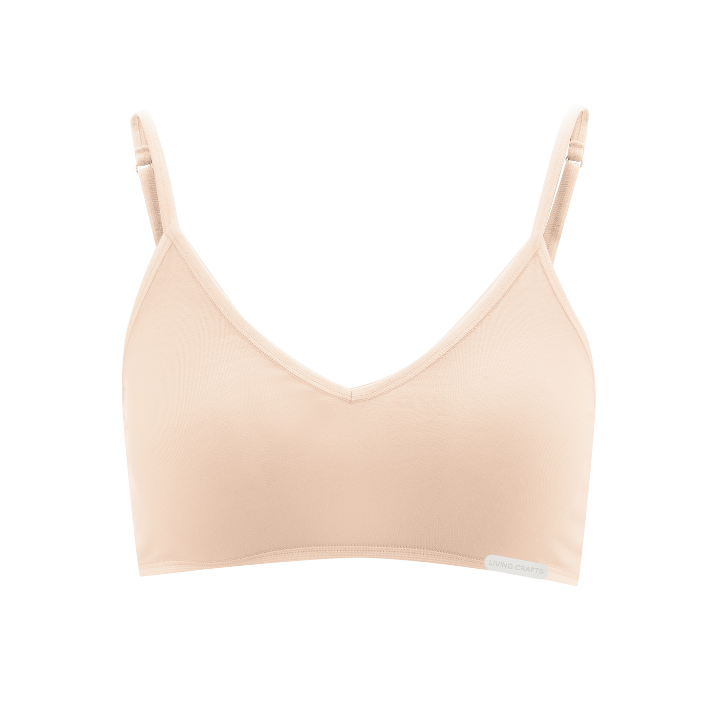Display of Luxury Organic Cotton Spaghetti Strap Bralette in various angles, showcasing its chic and minimalist design for modern lingerie.
