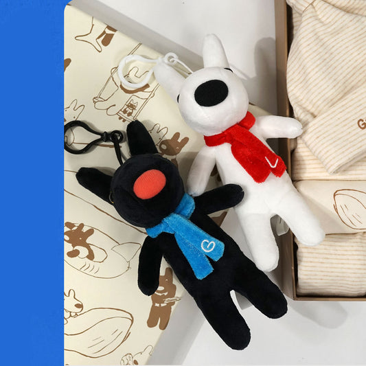 Luxurious Baby Suit Newborn Baby Full Moon Gift Baby Clothes featuring cute black and white plush toys, perfect for adding charm to your baby's outfit.
