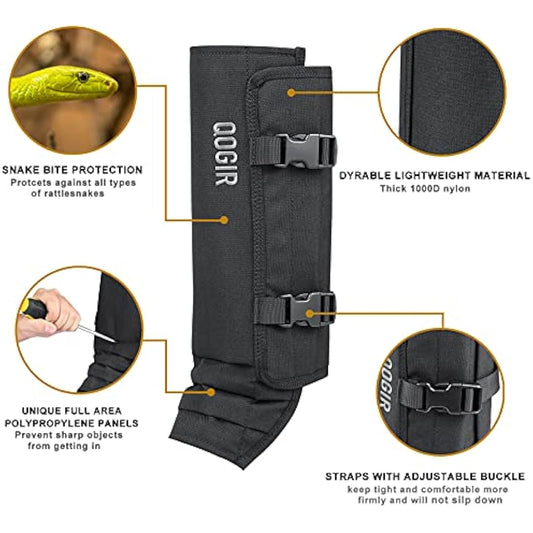 QOGIR Snake Gaiters for Hunting: Durable Snake Guards, Snake Gaiter Leggings for Men & Women, Snake Bite Protection for Lower Legs, Snake Proof Gaiters with Adjustable Size