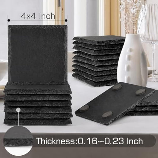 60 pcs slate coasters, wewink plus 4 inch 30 pcs round bl...