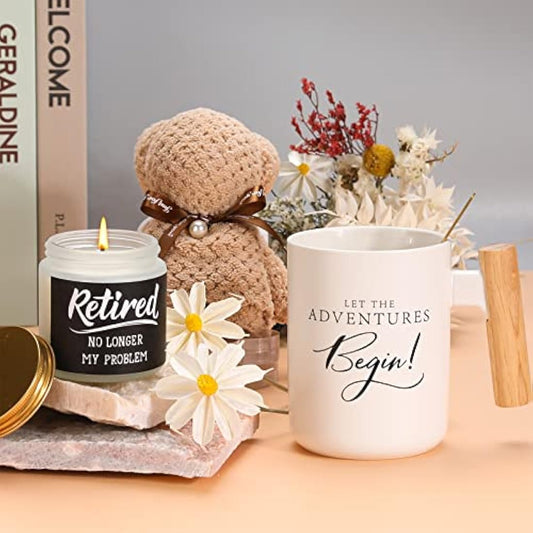 pengtai Retirement Gift for Women 2025,Happy Retirement Gifts for Coworker,Friends,Christmas Retirement Gifts for Nurses,Mom,Retirees Coffee Mug Beach Travel Bag Blanket(39 * 47in) Set