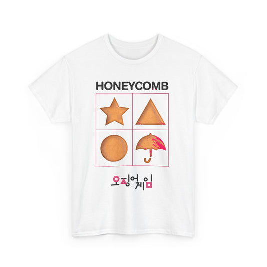 Squid Game Unisex Men´s Women´s Graphic Cotton Funny T Shirt showcasing a trendy honeycomb pattern, ideal for those who appreciate unique streetwear.