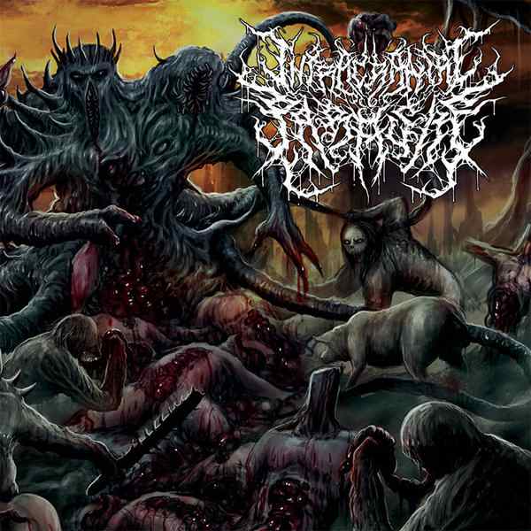 Intracranial Parasite - Deviations Period Of Inhumane CD cover featuring luxury death metal design by Rancid Offal Records.