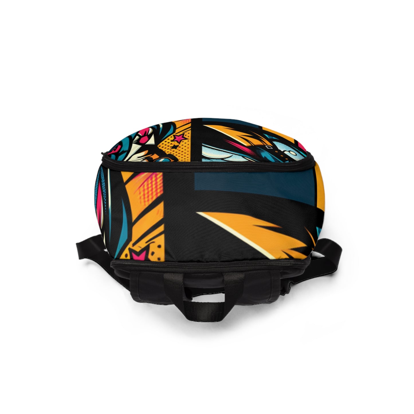 Close-up detail of the padded shoulder straps on the Modern Pop Art Backpack by Dazzling Dreams Studio, combining comfort and luxury in a contemporary design.