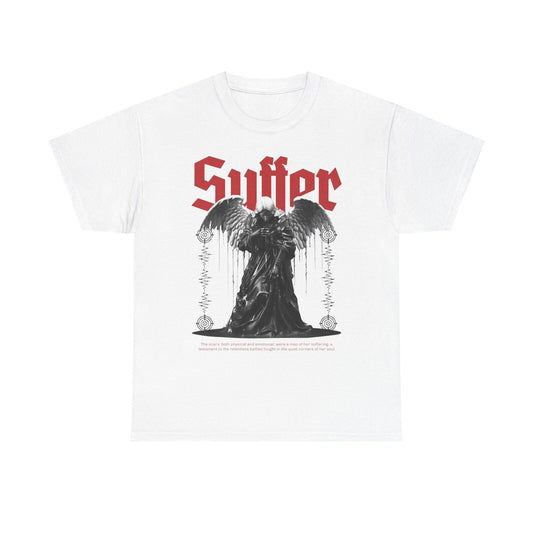 Mens Graphic T-Shirt: Angel Design Featuring Grayscale Art, Suffering Theme More