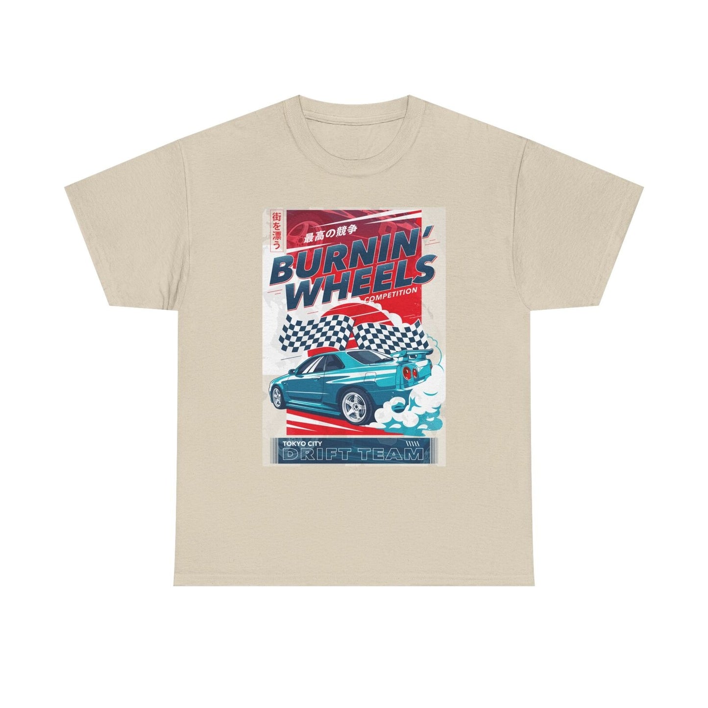Rev Up Your Style BURNIN' WHEELS Competition T-Shirt for Racing Enthusiasts!