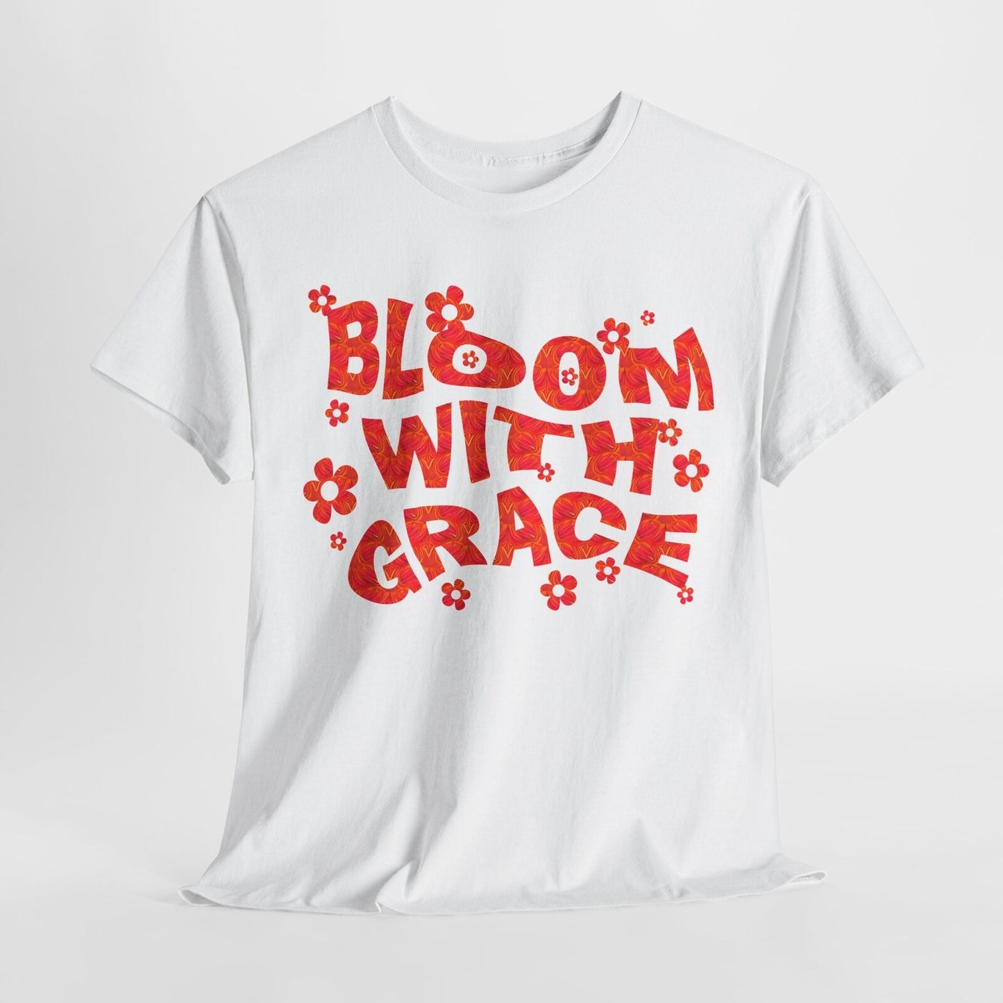 Vibrant "BLOOM WITH GRACE" Graphic T-Shirt for Flower Lovers & Retro Style Fans
