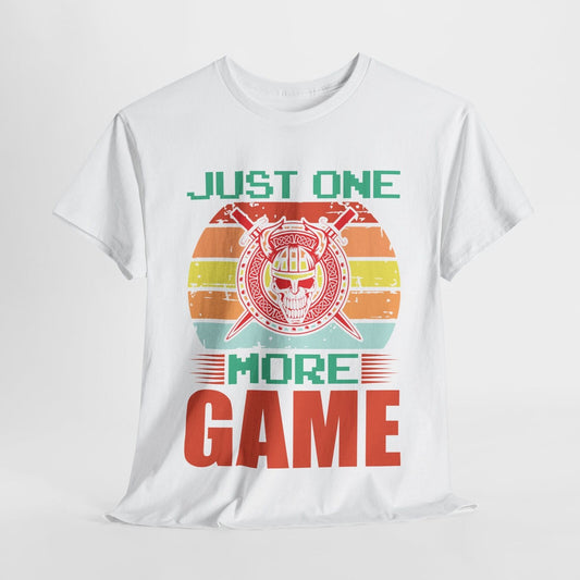 "Funny Retro Gamer Men's T-Shirt Viking Skull Graphic with 'More Game' Design!"