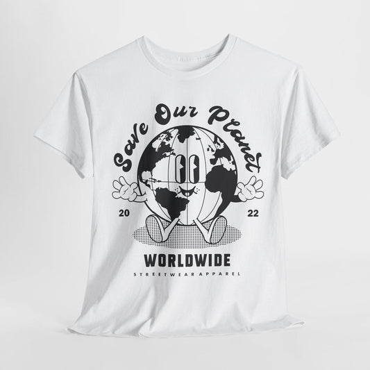 Save Our Planet Men's T-Shirt Retro Globe Graphic | Worldwide Streetwear Apparel