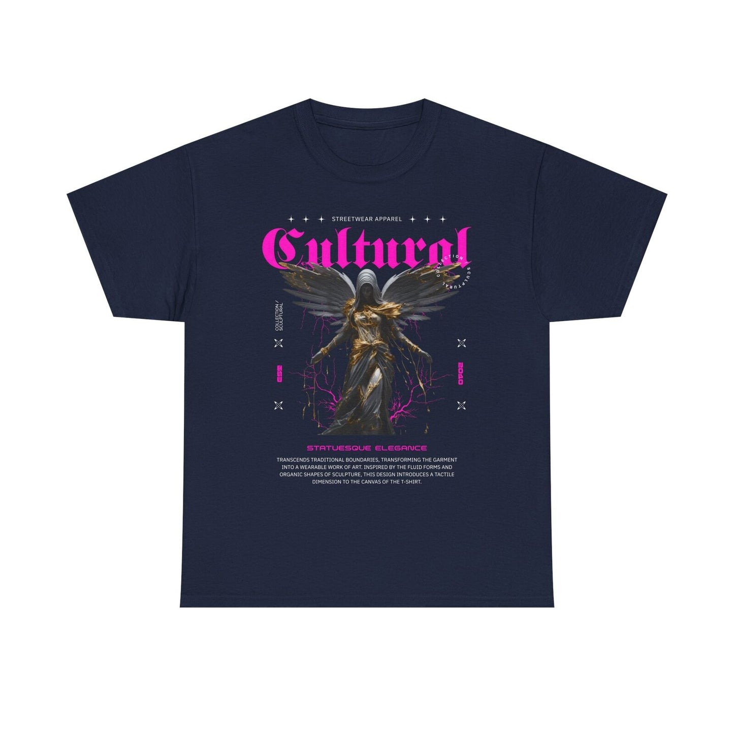 Statuesque Elegance Men's T-Shirt: Cultural Angel Sculpture Graphic Design Art