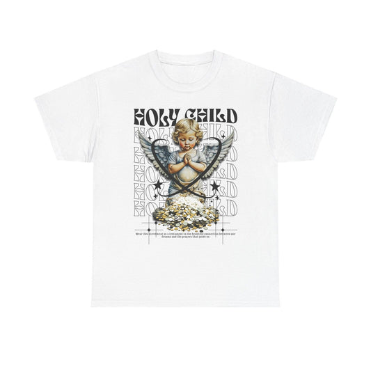 Stylish Men's T-Shirt with Cherubic Angel Graphic, Holy Child Design Coins Print