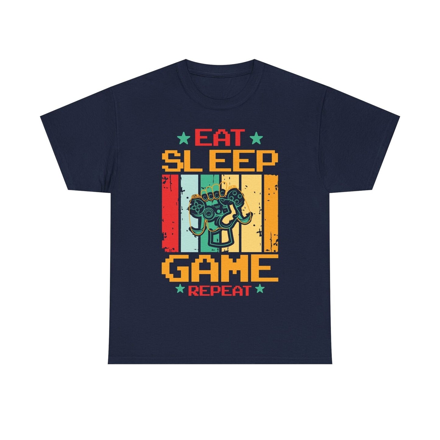 "Funny Men's Retro T-Shirt: EAT SLEEP GAME REPEAT Graphic Tee Gamers Lifestyle!"