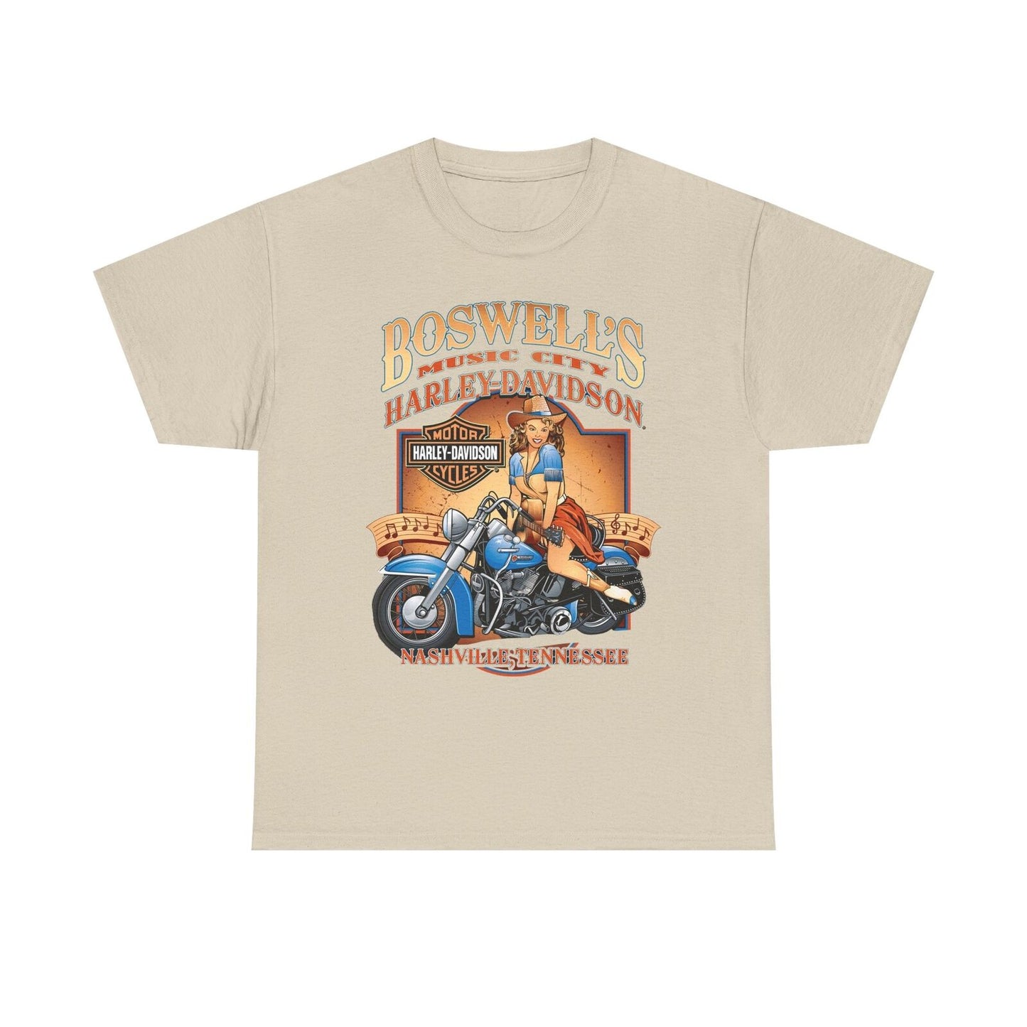 Rock Your Style with Vintage Harley T-Shirt: Pin-Up Beauty & Music Fusion!