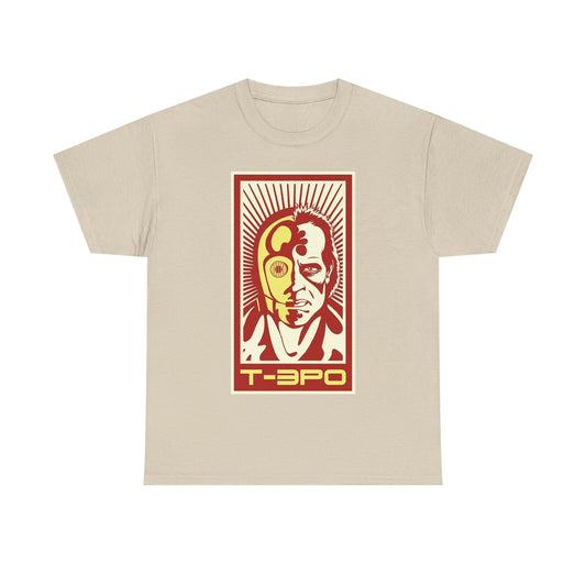 Epic C-3PO x Terminator T-Shirt Design: Bold Graphic Mashup for Fans!