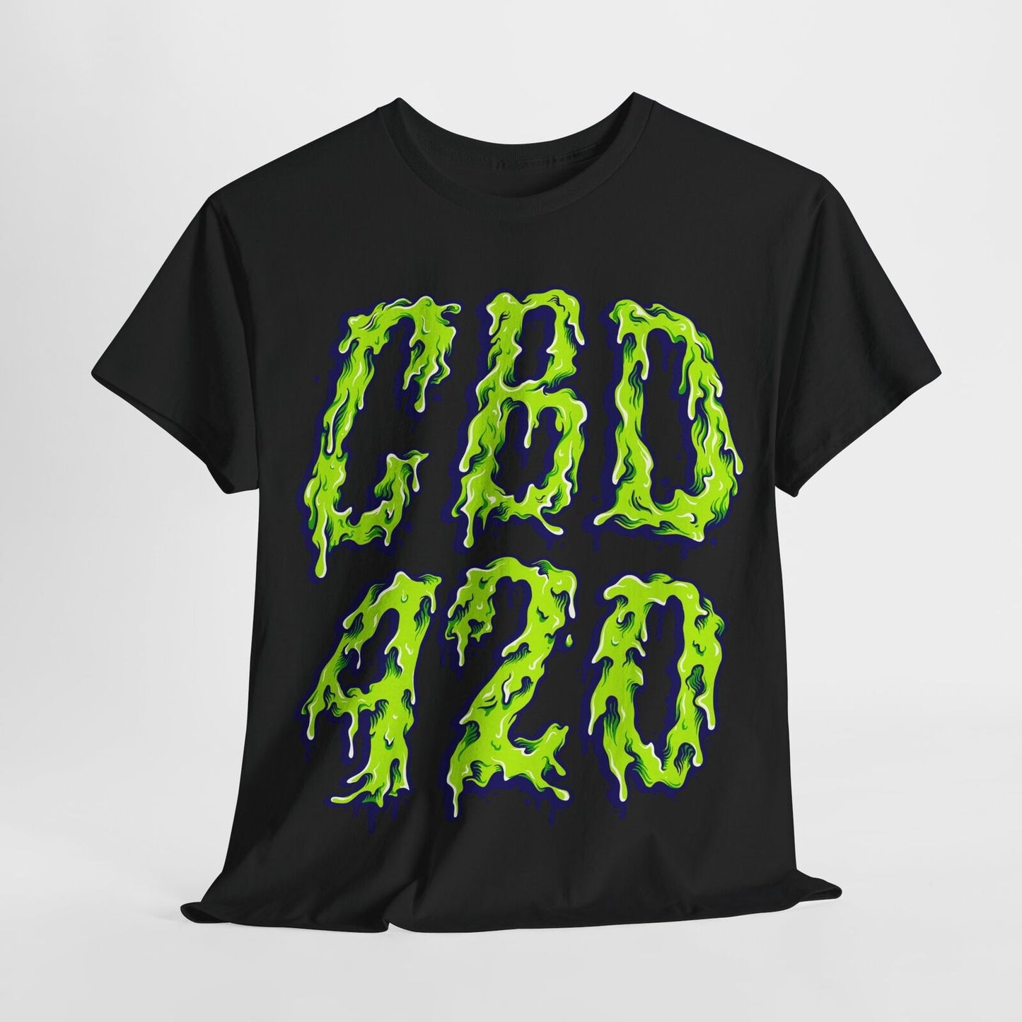 Bold Men's T-Shirt with Dripping CBD 420 Graphic - Street Art Cannabis Design