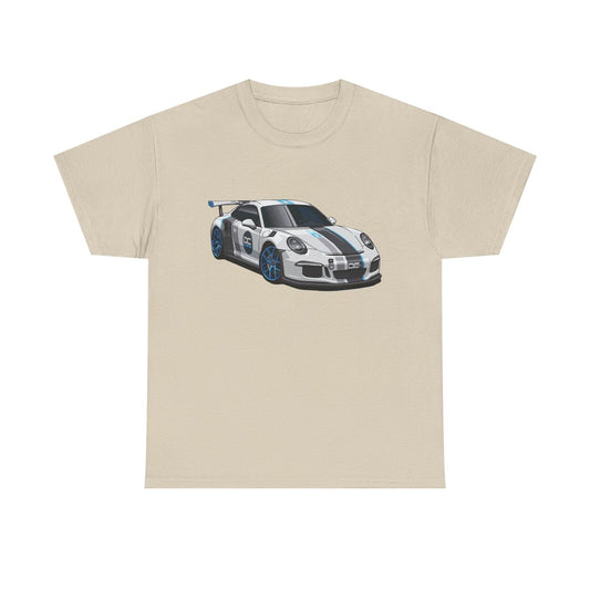 Rev Up Style! White Porsche 911 GT3 RS Graphic Tee - Speed Meets Fashion!