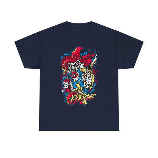 Men's T-Shirt with Bold Skull & Sombrero Graphic Design - Bandito Dynamic Style