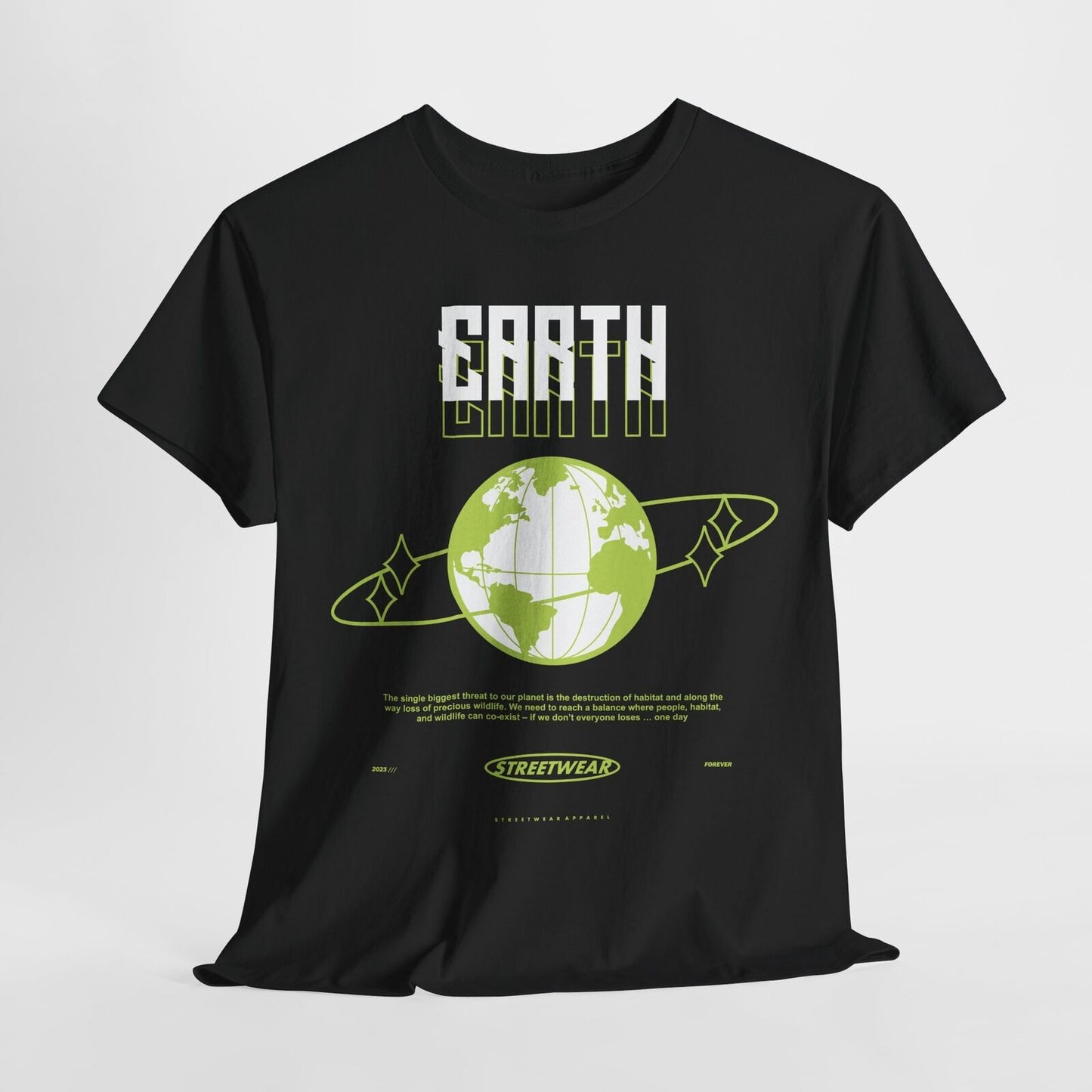 EARTH Awareness Olive-Green Globe Graphic T-Shirt | STREETWEAR Apparel