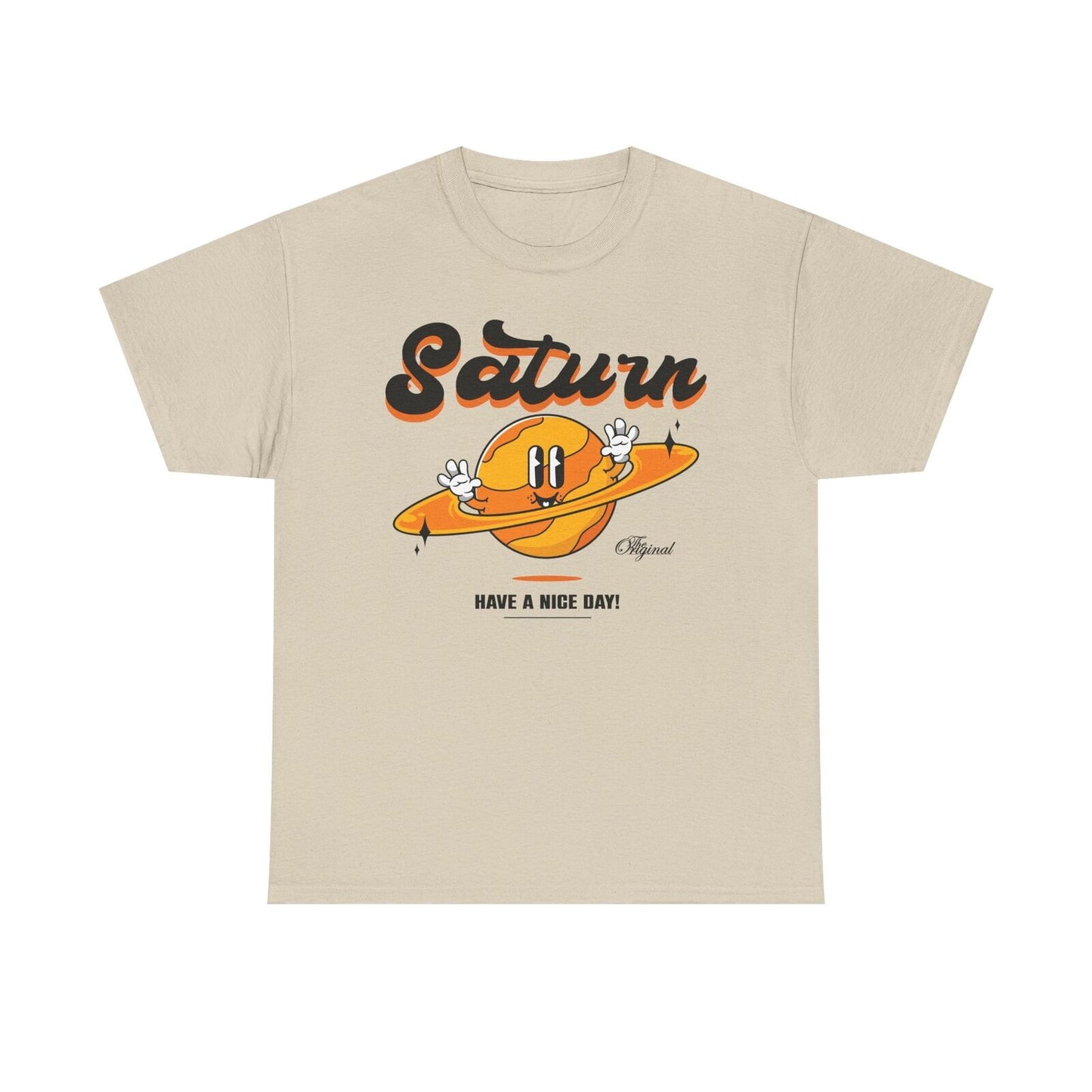 Whimsical Saturn Men's T-Shirt Design Cartoon Style Graphic Tee for Space Lovers