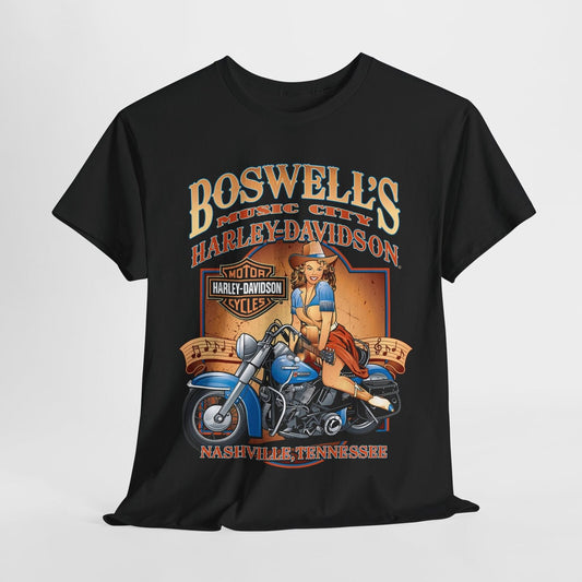 Rock Your Style with Vintage Harley T-Shirt: Pin-Up Beauty & Music Fusion!