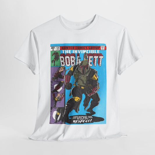 Epic Boba Fett T-shirt: Retro Comic Style, Bold Design, Star Wars Adventure Gear