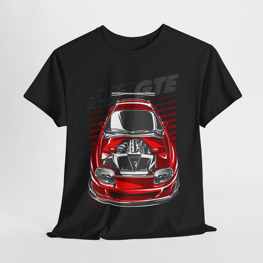 Rev Up Your Style! Bold Toyota Supra 2JZGTE Graphic T-Shirt for Car Lovers!