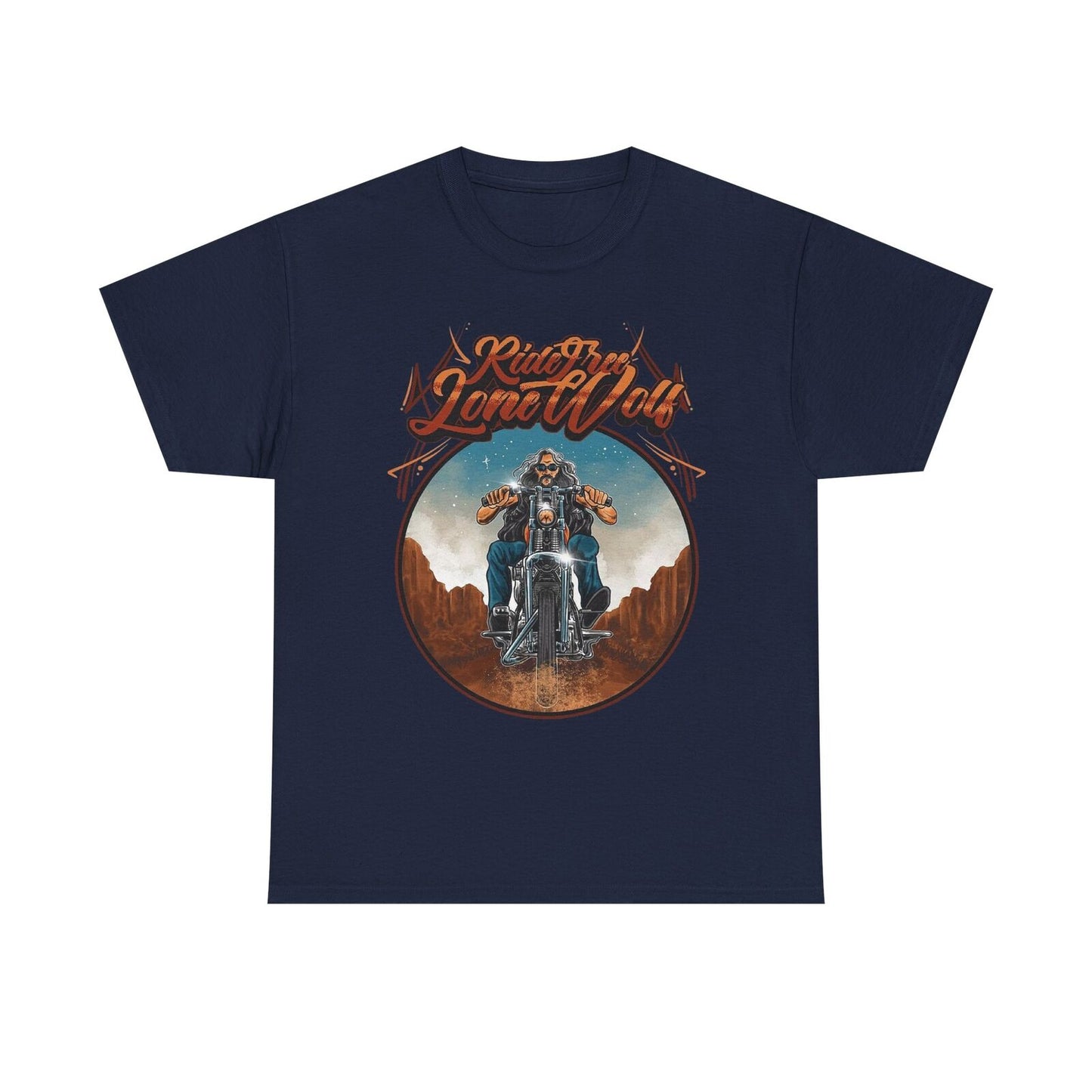 Ride Free Lone Wolf Motorcycle T-Shirt: Bold Graphic Design Adventurous Souls