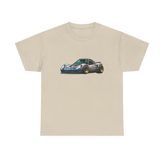 Fast & Fierce: Cartoon Racing Car Graphic T-Shirt for Speed Enthusiasts!