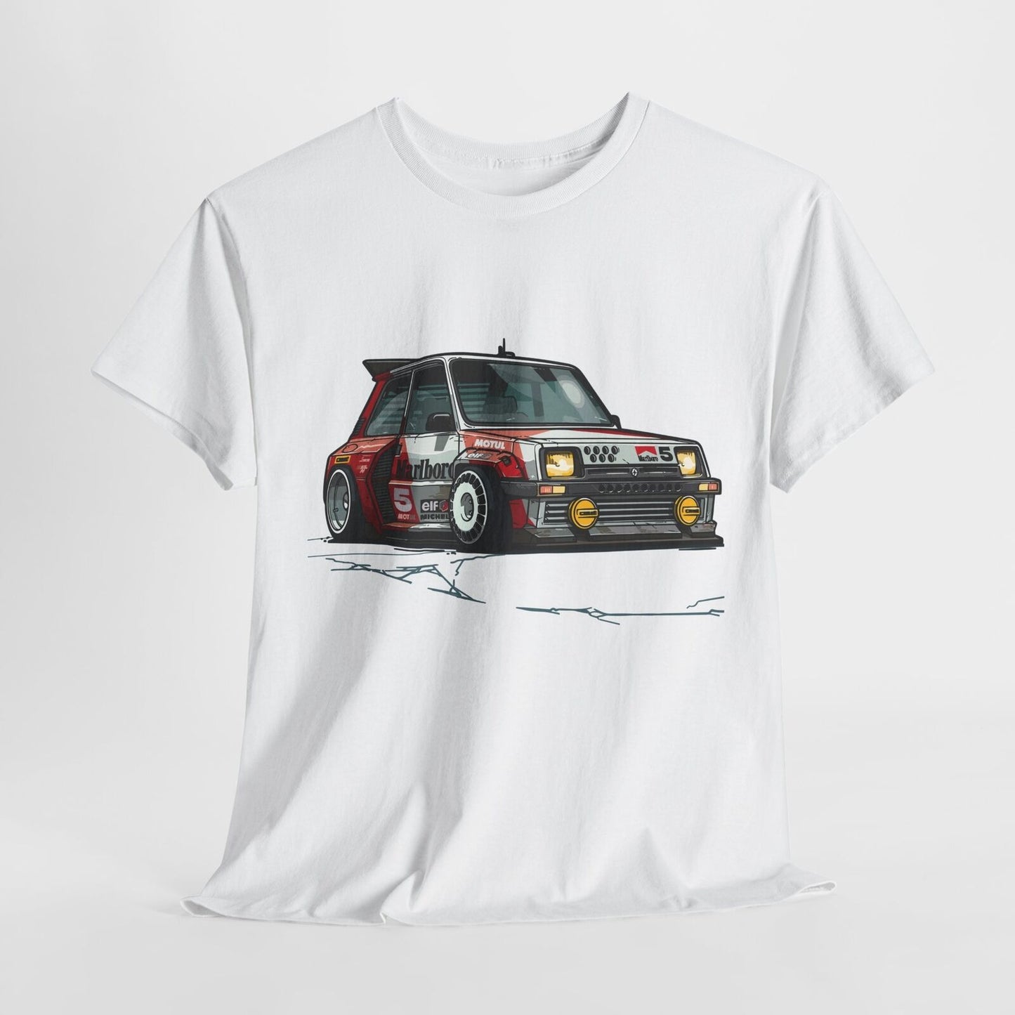 Vibrant Cartoon Renault 5 Turbo T-Shirt: Race-Ready Style, Bold Design!