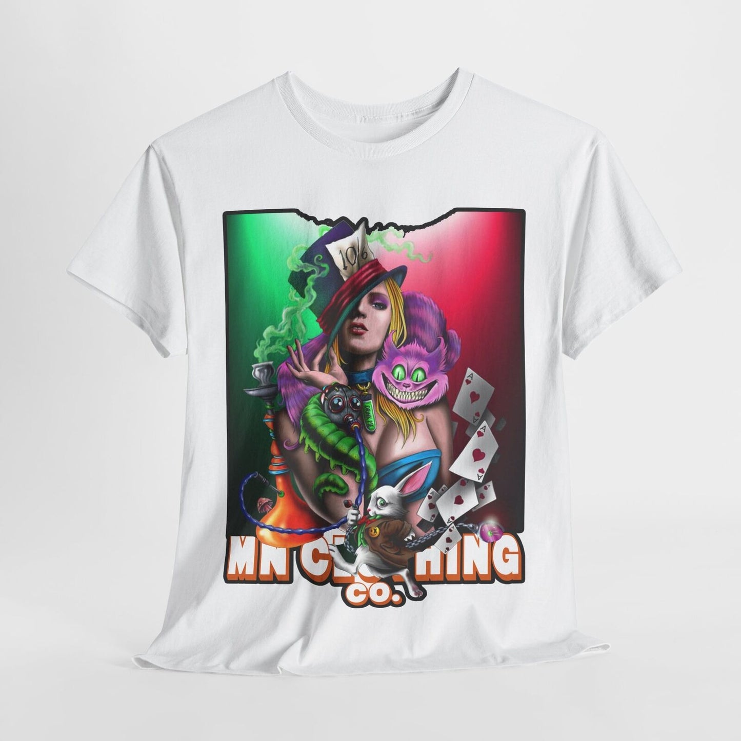 Whimsical Men's T-Shirt. Alice in Wonderland Art Design, Bold Style Urban Street