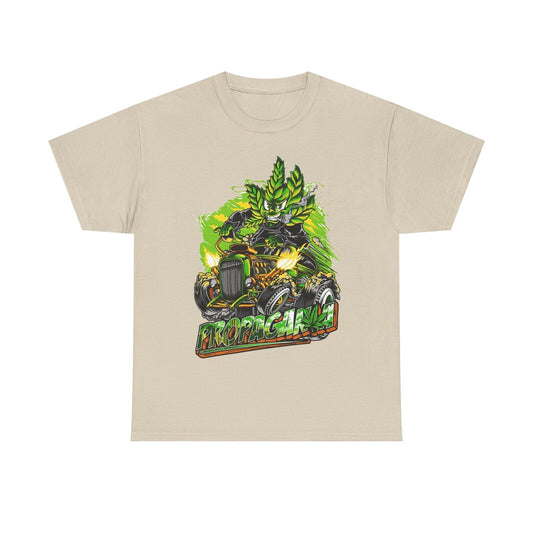 Men's T-Shirt with Colorful Cannabis Leaf Cartoon in Vintage Hot Rod - Stylish