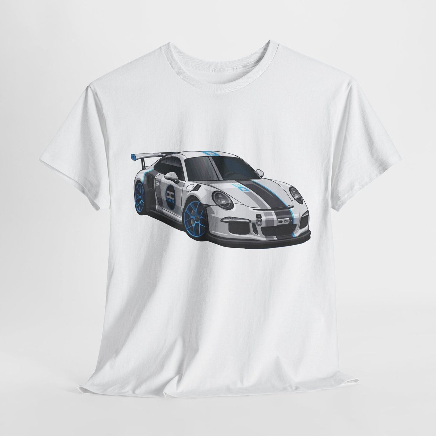 Rev Up Style! White Porsche 911 GT3 RS Graphic Tee - Speed Meets Fashion!