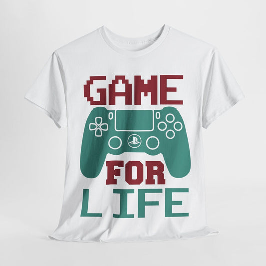 "Funny Motivational Men's T-Shirt: Game For Life T-Shirt with Gamer Controller "