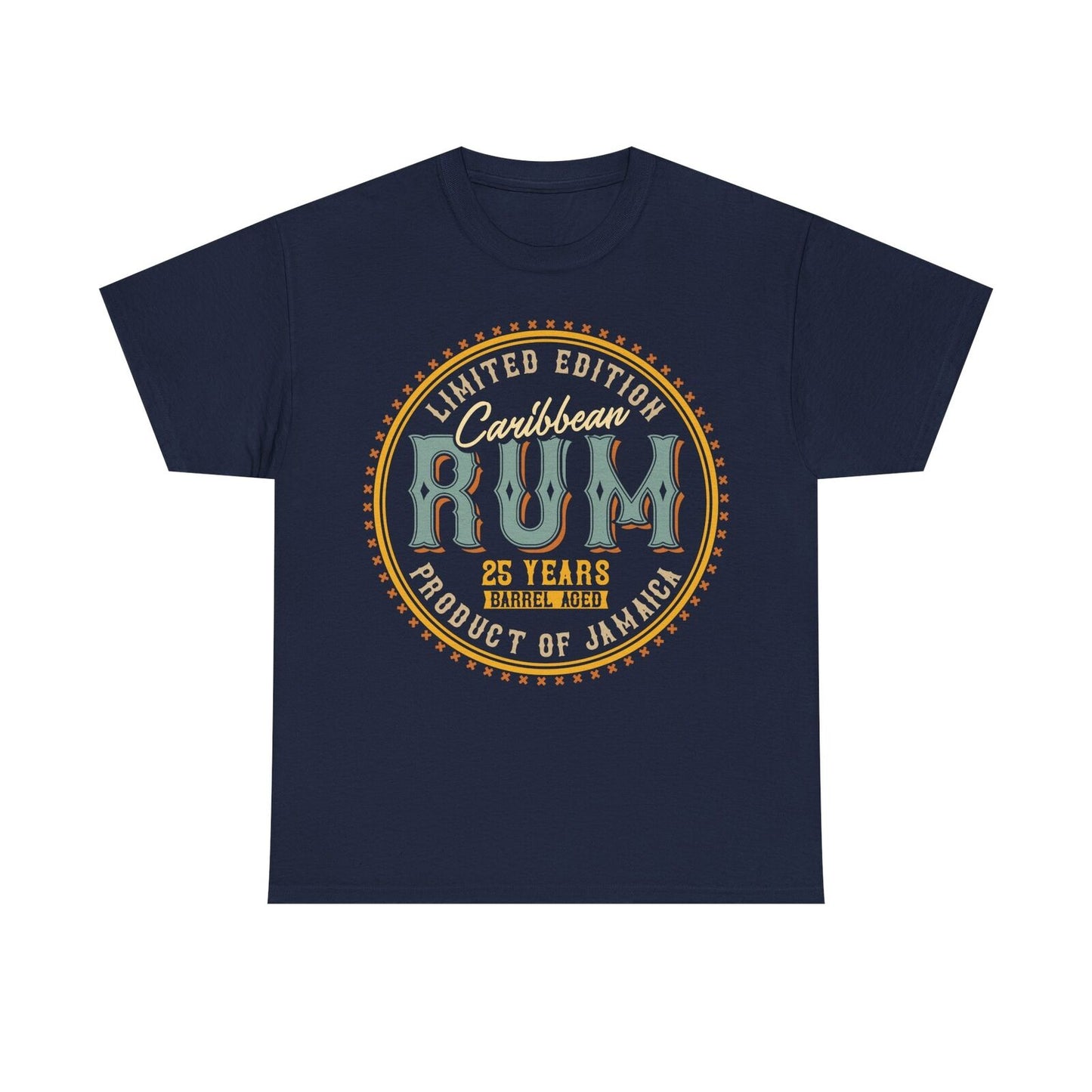 Vintage Men's T-Shirt with Caribbean Rum Emblem Limited Edition 25 Years Design