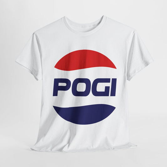 "Funny Men's T-Shirt with Parody Pepsi Logo - Unique Pogis Graphic Tee Design!"